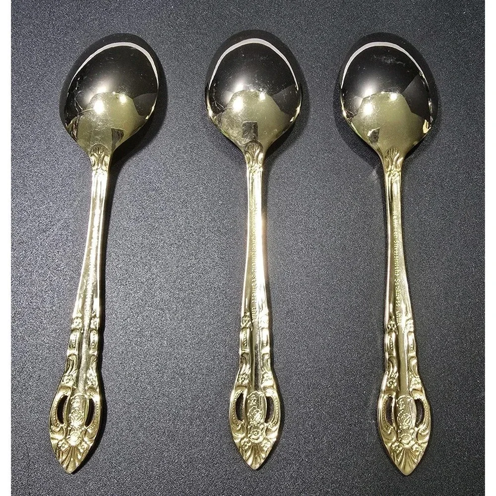 Vintage Gold Plated Hampton Silversmith Gold Plated TBSP/ Oval Soup Spoons...